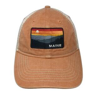 Blue 84 Trucker Hat Brown One Size Maine Sunset Mountain Patch Mesh Snapback